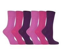 Gentle Grip - 6 pares calcetines diabeticos mujer sin goma elastico estampados 37-42 eur (Pink)
