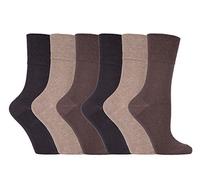 Gentle Grip - 6 pares calcetines diabeticos mujer sin goma elastico estampados 37-42 eur (SOLRD39 Brown)