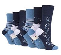 Gentle Grip - 6 pares de calcetines de algodón Rich Everyday para mujer, no elásticos, parte superior suave (4-8 UK, Solrh215, 32-36