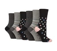 Gentle Grip - 6 pares de calcetines de algodón ricos para mujer sin elástico de uso diario, 32-36