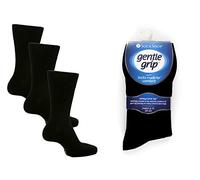 Gentle Grip 6 pares de calcetines para hombre con agarre suave sin elástico 6-11 Reino Unido, 39-45 EUR colores surtidos (RG51), Negro, ^