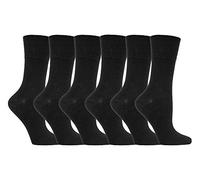 Gentle Grip - 6 PARES DE SEÑORA Diabético Calcetín Con Panal ARRIBA Y MANO UNIDOS Dedo Del Pie Costuras - 4-8GB 37-42 EUR - Negro, 4-8 UK