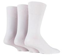 Gentle Grip - Calcetines de algodón para hombre, 3 pares, color blanco, blanco, 6-11