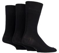Gentle Grip - Calcetines de bambú lisos para hombre, 3 pares, Negro, ^