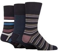 Gentle Grip Calcetines de bambú para hombre a rayas lisas y estampadas, suaves, transpirables, en paquete múltiple de 3 colores surtidos, tallas 6-11, Mirage Stripe, ^