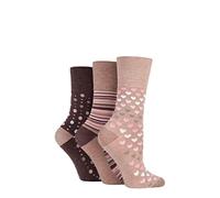 Gentle Grip Calcetines de bambú para mujer con estampado y rayas, suaves y transpirables, paquete de 3 unidades, neutro, 37-41, Negro , 37-41