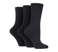 Gentle Grip - Calcetines para diabéticos (3 pares, talla 37-42), color negro, Negro, 4-8