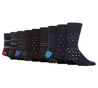 Gentle Grip Paquete múltiple de 9 pares de calcetines de bambú para hombre, suaves, sueltos, no elásticos, para piernas hinchadas (6-11, SOMRM080910), Negro, 39-45