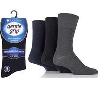 Gentle Grip s - Calcetines para hombre Bigfoot Honeycomb Top Cotton Rich Pack de 6, talla 12-14 (negro/azul marino/gris), Negro, 24-26
