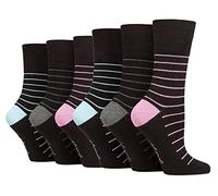 Gentle Grip - 6 pares de calcetines de algodón suave no elásticos para mujer, SOLRM37, 4-8