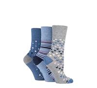 Gentle Grip SOCKSHOP Calcetines de bambú mujer, paquete de 3, mezclilla 4-8
