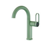 Gentle Mint Green - Grifo curvo grande para lavabo alto y corto, altura giratoria universal, grifo caliente y frío (verde (corto))