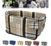 Gentle Paws Car Seat Cat Carrier, Gentle Paws Pet Car Seat, Car Seat For Cats, Center Console Dog&Cat Car Seat, Cat Car Carrier For Long Ride (Cloth Check Yellow)