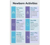 Gentle Play Poster Newborn Activity Ideas For Care Room | This gentle play poster offers tummy time songs and touch activities for infant stimulation(Magnetic,08x12inch(20x30cm))