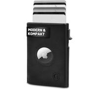 GenTo SMARTLET Push - Cartera con compartimento para monedas, funda de metal, cartera delgada - Protección RFID NFC - Monedero pequeño - Estuche delgado para tarjetas, Negro mate., Maxi Münzfach +