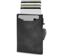 GenTo SMARTLET Push - Cartera con compartimento para monedas, funda de metal, cartera delgada - Protección RFID NFC - Monedero pequeño - Estuche delgado para tarjetas, Negro mate., Mini Münzfach +