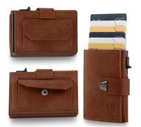 GenTo WMP 202 - Cartera delgada con compartimento para monedas, Marrón oscuro - mate, Dunkelbraun - Matt