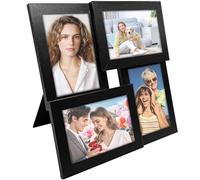 Gentpovth 12 x 12 pulgadas Portafotos de Madera para Collage, 4 Marcos para Fotos, Cuadro Decorado para Hogar y Oficina, Portaretratos Multifotos para Decoración de Hogar, Oficina y Regalo