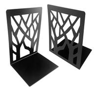 Gentpovth 2 Piezas Sujeta Libros, Sujeta Libros Estanteria de Metal de Alta Resistencia, Sombra del árbol Apoya Libros con Negro Base Antideslizante, para Oficina Biblioteca Escuela Casa