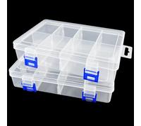 Gentpovth 2 Piezas Transparente Cajas Almacenaje Plastico, Cajas de Almacenaje de Plástico con 8 Compartimentos, Contenedor Rectangular de Almacenamiento para Tornillos y Cuentas