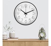 Gentpovth 20 cm Reloj Estilo Moderno Movimiento de Cuarzo silencioso, con Panel de Vidrio Transparente, Reloj de Pared con números et Funciona con Pilas, para Cocina, Oficina, Dormitorio, Escuela