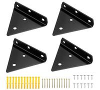 Gentpovth 4 soportes para estanterías de metal negro,Soporte para Estante Triangular, Escuadras para Estantes Flotante Oculto, 12 tornillos largos + 12 tornillos cortos + 12 tacos,para Baño,Estar