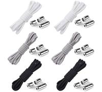 Gentpovth 6 pares Cordones Elásticos Sin Nudo, cordones redondos sin atar, Ajustables Cordones de Zapatos Sin Nudos, Cordones Elásticos Zapatos para Adultos Niños (100cm x 0.5cm)