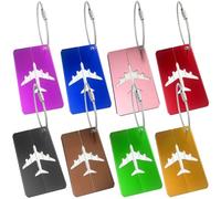 Gentpovth 8 Piezas Etiquetas de Equipaje de Aluminio con Tarjeta para Información Personal, con Cuerda de acero inoxidable y tarjeta impermeable de PVC, para Viajes, Equipaje, Maleta, Bolso