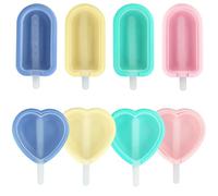 Gentpovth 8 piezas Molde Helados Silicona, Incluye forma de corazón única, Molde Helado Silicona con Asas, Molde Helado Silicona sin BPA, para Helados DIY Niños, para Postre congelado, Multicolor