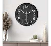 Gentpovth 8 Pulgadas Reloj Silencioso Decorativo Reloj Redondo de Cuarzo, Clasico Decorativo sin Tictac, con números fáciles de Leer, Funciona con Pilas (batería no incluida), para Dormitorio,Aula