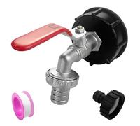 Gentpovth Grifo de jardín de 3/4 pulgadas, IBC, con 1 conector de manguera y 1 cinta hermética, para depósito de agua o barril de lluvia