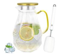 Gentpovth Jarra de Vidrio de 2,2 Litros con Tapa de Acero Inoxidable, botella cristal boca ancha, con cepillo suave de limpieza, para bebidas frías y calientes, fría Caliente té, jugo casero