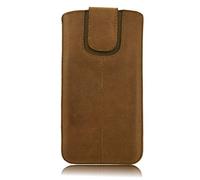 Genuina Real Cuero de Vaca Funda de la Cubierta de la Cubierta de Manga Slip-In Pull Tab Lenovo K6 Note