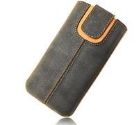 Genuina Real Cuero de Vaca Funda de la Cubierta de la Cubierta de Manga Slip-In Pull Tab Lenovo K6 Note