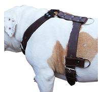 Genuine Leather Dog Harness Large 28-35 Chest, 1.3 Wide Adjustable Straps (Brown) by Dogs My Love