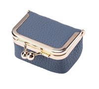 Genuine Leather Kiss Lock Mini Wallet - Compact Storage Pouch for Women, turquesa, Talla única