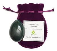 Genuine Nephrite Jade Egg, Undrilled, For Kegels To Train Pelvic Floor Muscles and for Crystal Healing In Meditation, By Piolar Jade (Large (50 x 35mm))