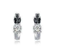 Genuino 925 Pendientes de aro de compromiso de flores para mujeres joyas de piedra de espinela negra en China