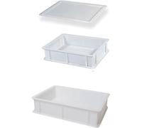 GENUS DEI - 2 recipientes de plástico con tapa para fermentación de pizza y pan, caja de masa, recipiente para masa, bandejas 30 x 40 x 10 cm