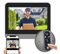 Genzo Mirilla Digital Puerta WiFi Grabadora -Camara Grabacion Wi-fi con Detector Movimiento - Pantalla de 4,3 Pulgadas 3MP 1080P - Batería Larga Duración de 5.000 mAh - Incluye Tarjeta Memoria 32 GB