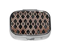 Geo diamantes de cobre y negros, Pastillero cuadrado para bolsillo o monedero, pequeño contenedor de pastillas, organizador de pastillas de viaje