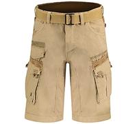 GEO NORWAY PANORAMIQUE Men - Bermudas Short Algodón Fit - Pantalones Cortos Deportivos para Hombres - Bermudas Hombre - Shorts Cortos Cinturón - Bermuda Ajuste Normal Cómodo Beige XL