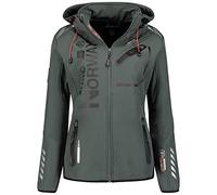 GEO NORWAY REINE LADY - Chaqueta Softshell impermeable mujer - Chaqueta capucha Transpirable - Chaqueta cremallera resistente invierno - Actividades aire libre Senderismogris/negro - M