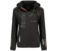 GEO NORWAY REINE LADY - Chaqueta Softshell impermeable mujer - Chaqueta capucha Transpirable - Chaqueta cremallera resistente invierno - Actividades aire libre Senderismonegro/negro - L