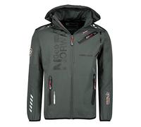 GEO NORWAY ROYAUTE MEN - Chaqueta Softshell Impermeable Hombre - Capucha Transpirable Exterior - Chaqueta Cortavientos Invierno - Actividades Aire Libre (Gris/Negro - M)