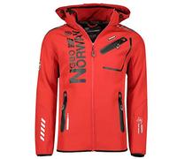GEO NORWAY ROYAUTE MEN - Chaqueta Softshell Impermeable Hombre - Capucha Transpirable Exterior - Chaqueta Cortavientos Invierno - Actividades Aire Libre (A - Rojo / Negro - XL)