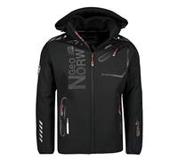GEO NORWAY ROYAUTE MEN - Chaqueta Softshell Impermeable Hombre - Capucha Transpirable Exterior - Chaqueta Cortavientos Invierno - Actividades Aire Libre (Negro/Negro - S)