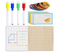 Geo tableros para el Aula,Geoplano de Madera para niños pequeños | Tarjetas de patrón y Bandas de Goma para Crear Figuras con Forma de Stem Brain Teaser para niños