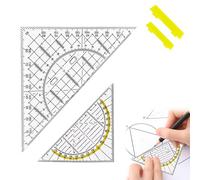 Geo Triangle - Juego de 2 triángulos Geo, 16 cm y 22 cm con asa, conjunto de triángulos flexibles para el dibujo técnico y las matemáticas y el arte