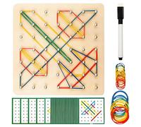 Geoboard de Madera, Montessori Juguete Creativo, Gráficos de Goma Corbata Placas de Uñas con Tarjetas de Actividad y Bandas de Goma, Educación Juguete,Creatividad y Inspire la Imaginaciónde Los Niños